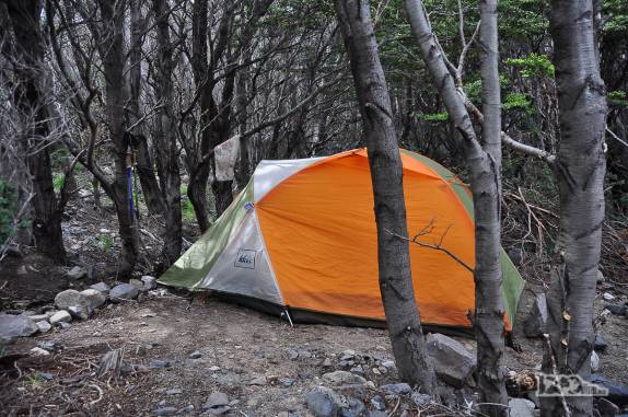 Nossa barraca no camping Los Cuernos, no parque nacional Torres del Paine, no sul do Chile